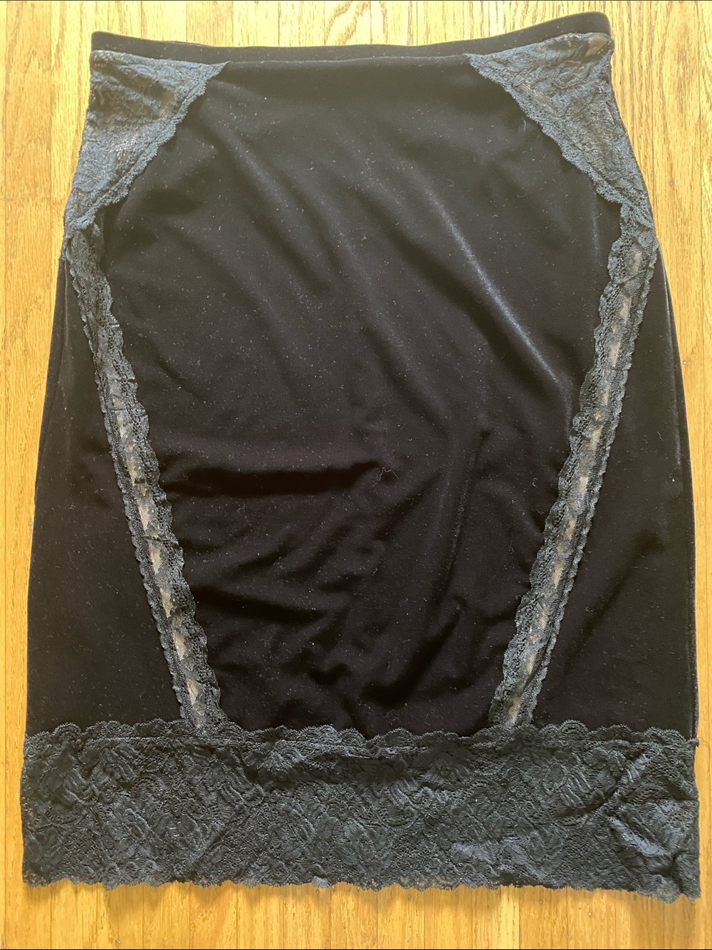 Express Black Lace-Trim Pencil Skirt